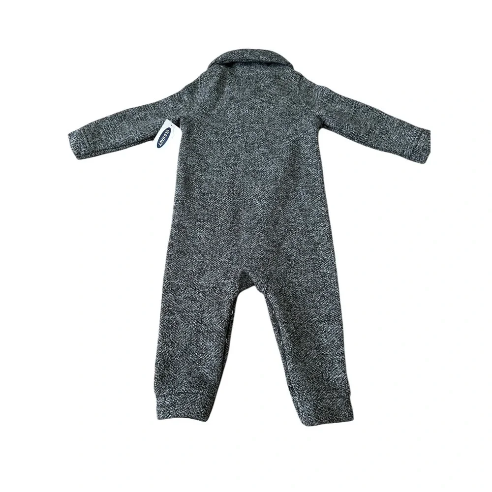 NEW Old Navy Baby Boys Girls Gray Knit Shawl Collar Romper One Piece 18-24M Snap
